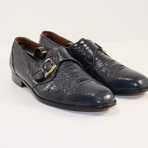Vintage Wens Exclusively Navy Snakeskin Monk Strap Dress Shoes Men’s 9
